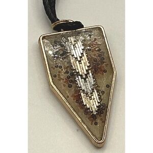 Geometric‎ Resin Pendant Necklace with Gold Tone Bezel and Black Cord